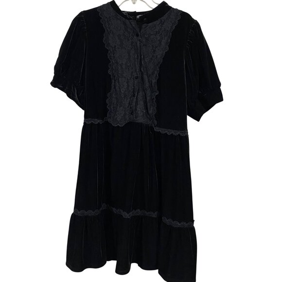 🖤 ELOQUII Elements Black Velvet Lace Babydoll Dress – Womens Size 22 - Picture 1 of 5